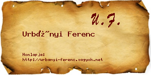 Urbányi Ferenc névjegykártya